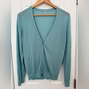 Uniqlo | Long Sleeve V-neck Cardigan | Size Large | Aqua